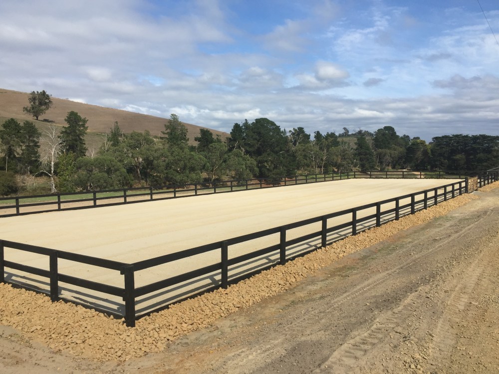New sand dressage arena with fencing